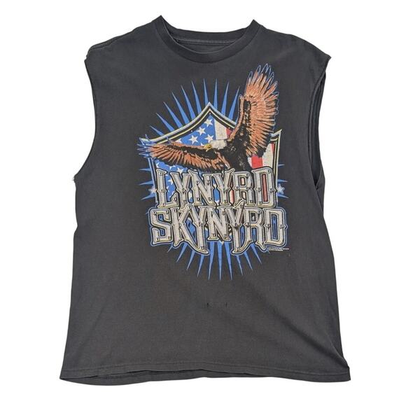 Y2K Lynyrd Skynyrd 2011 Rock Band Eagle Distressed Cut Off Tank Top Size Medium - Picture 1 of 8